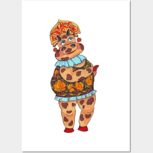 Funny cow lady cute animal hand drawn Posters and Art